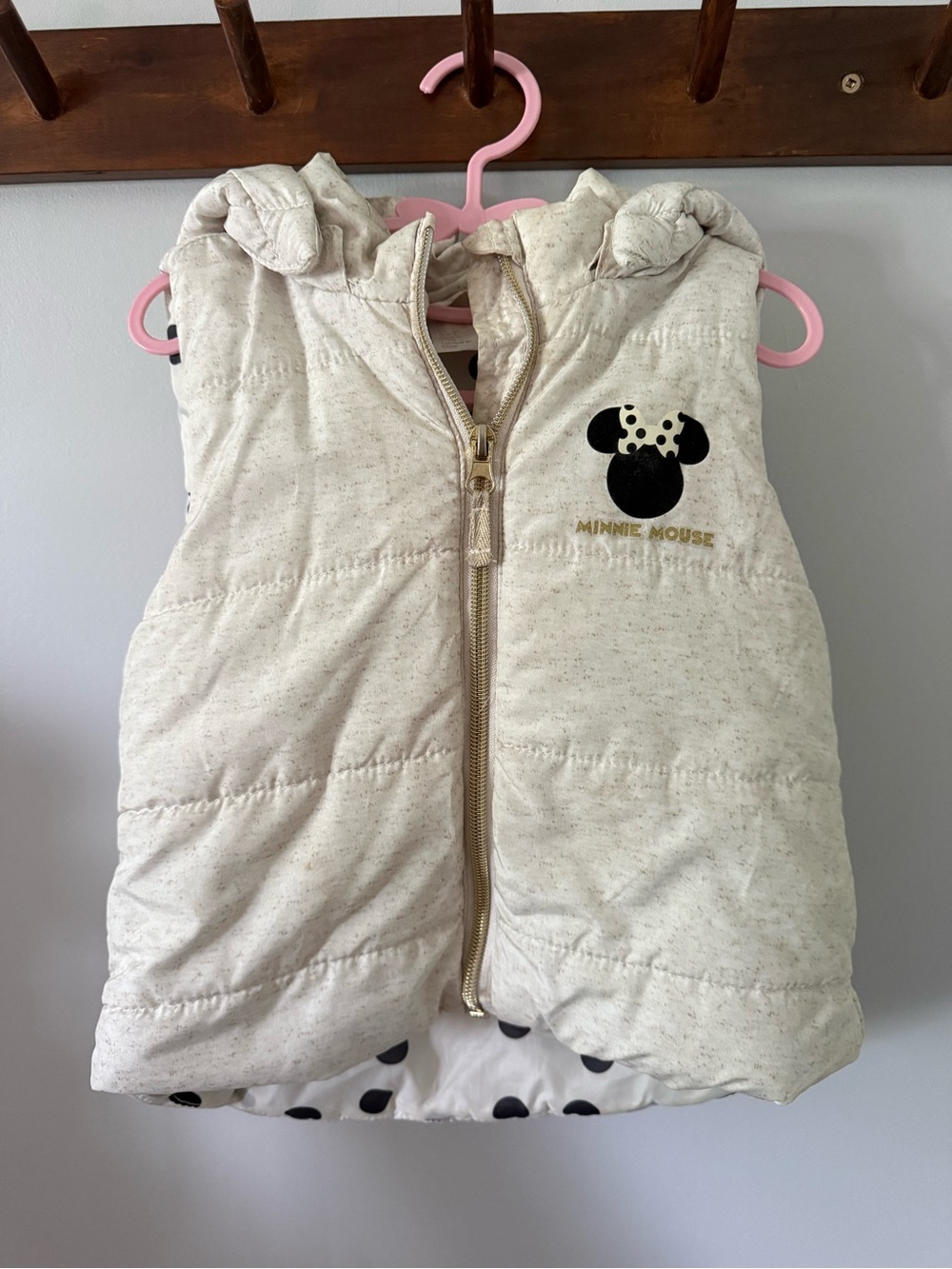 Disney Cream Minnie Mouse Hooded Kids Vest